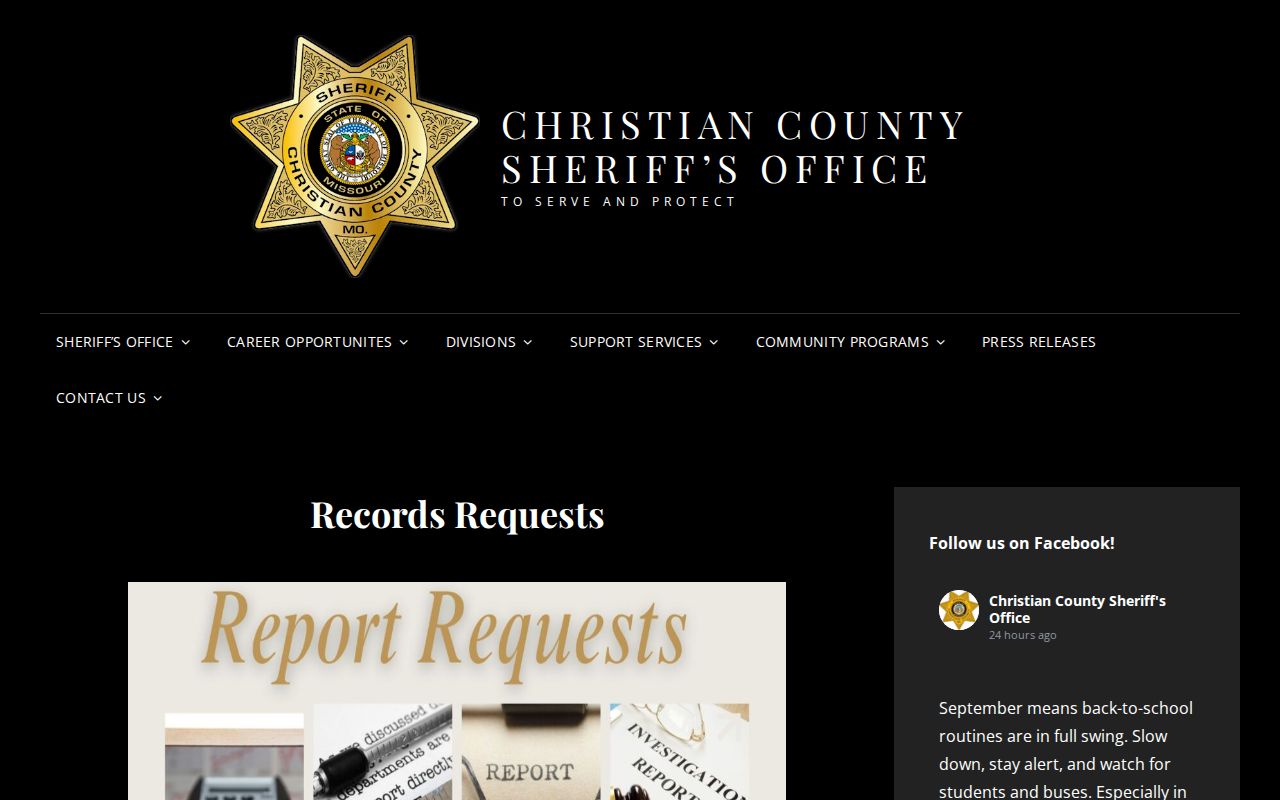 Christian County arrest records request policy and fees