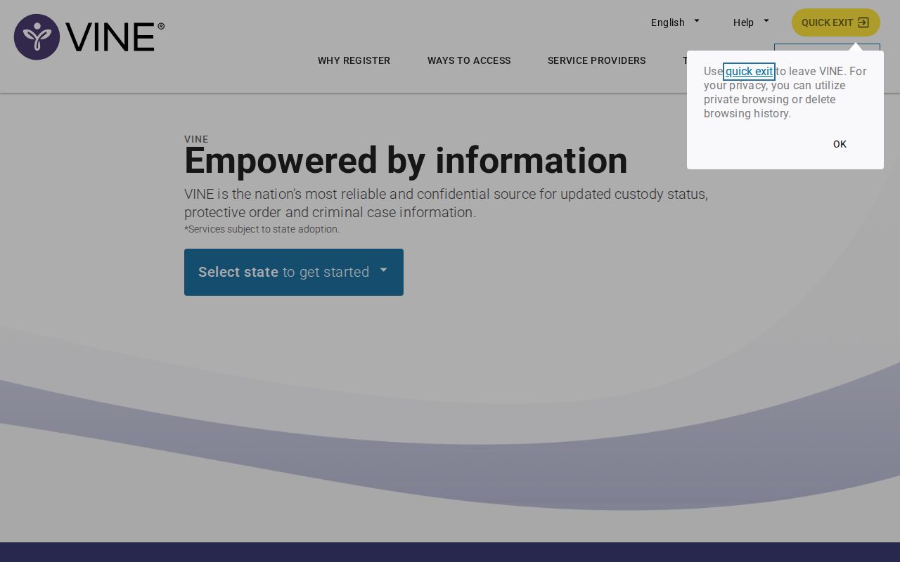 VINELink Missouri state and custody search interface