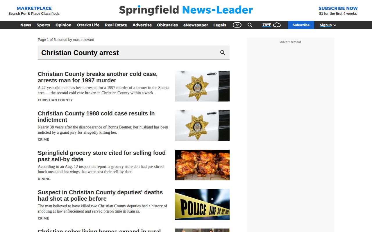Springfield News-Leader Christian County arrest story search